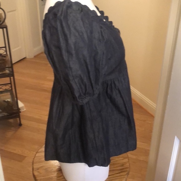 Kika Vargas Blue/Black Blouse with Scalloped Neck Size Various NWT - Picture 5 of 10